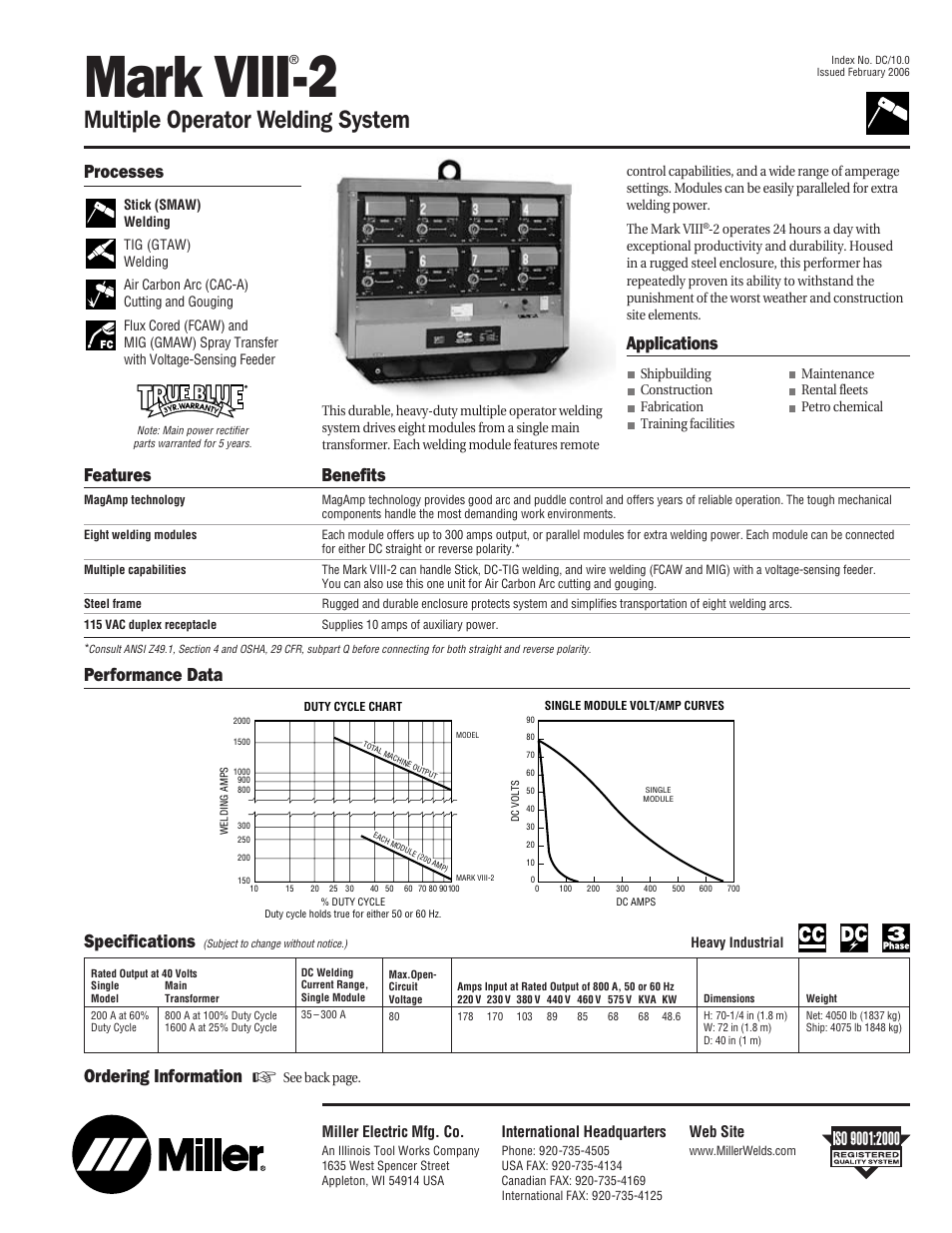 Miller Electric MARK VIII-2 User Manual | 2 pages