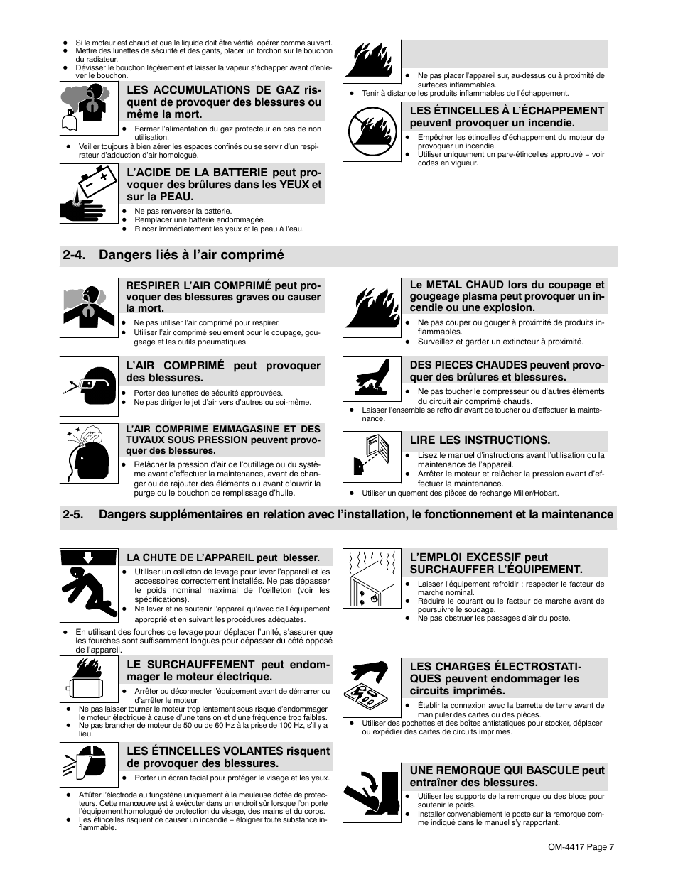 4. dangers liés à l’air comprimé | Miller Electric BLUE STAR 145 DX User Manual | Page 11 / 56