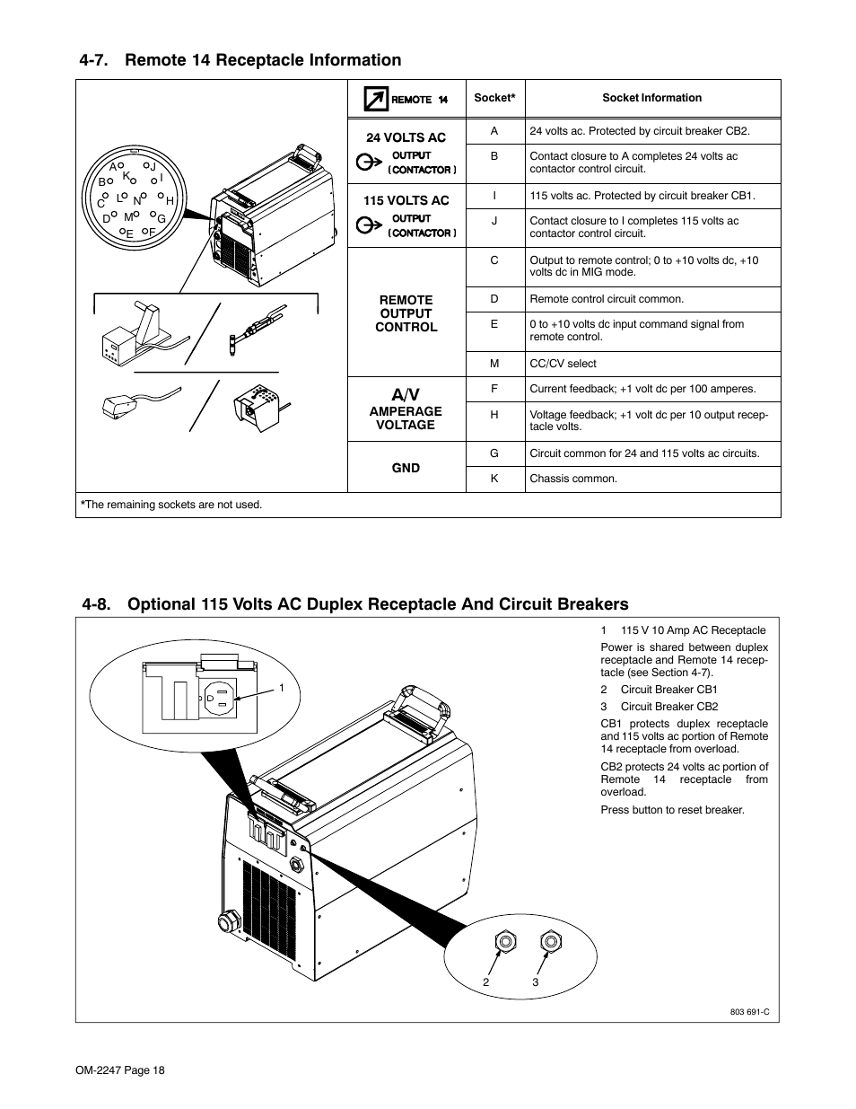 7. remote 14 receptacle information | Miller Electric XMT 350 CC/CV User Manual | Page 22 / 40