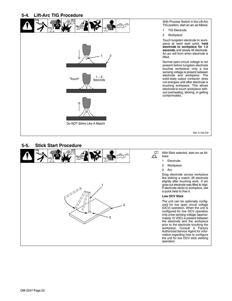 4. lift-arc tig procedure, 5. stick start procedure | Miller Electric XMT 350 CC/CV User Manual | Page 26 / 40