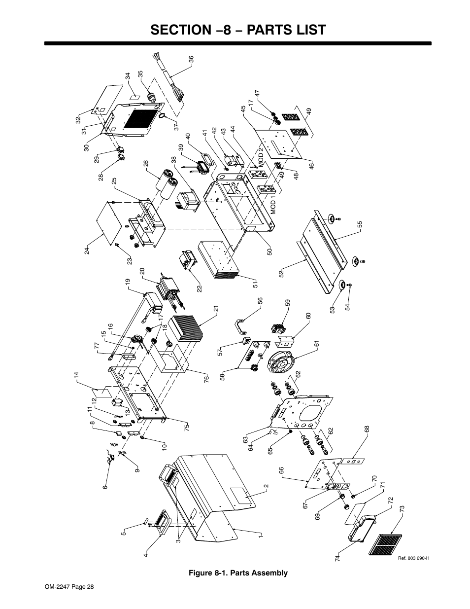 Section −8 − parts list | Miller Electric XMT 350 CC/CV User Manual | Page 32 / 40