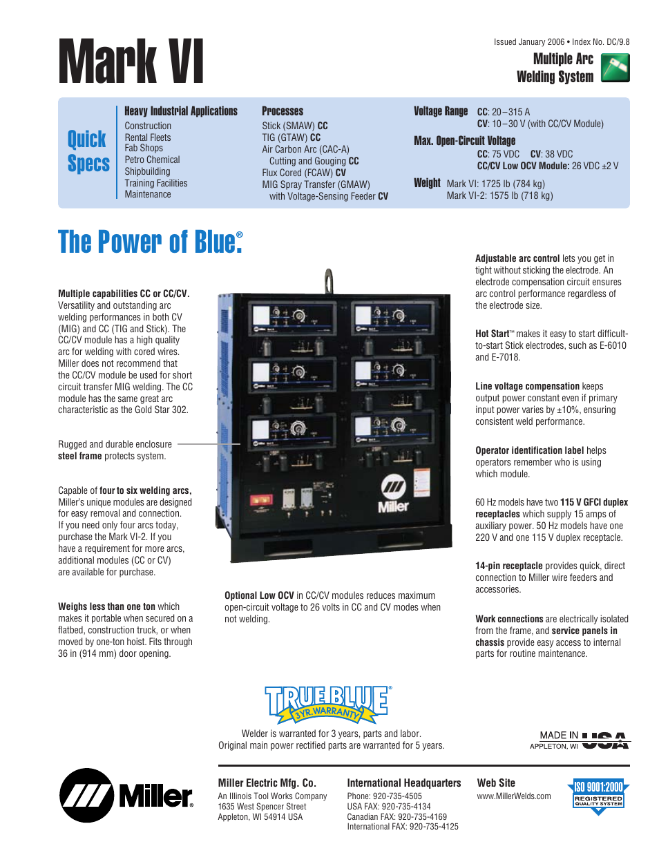 Miller Electric MARKVI User Manual | 4 pages