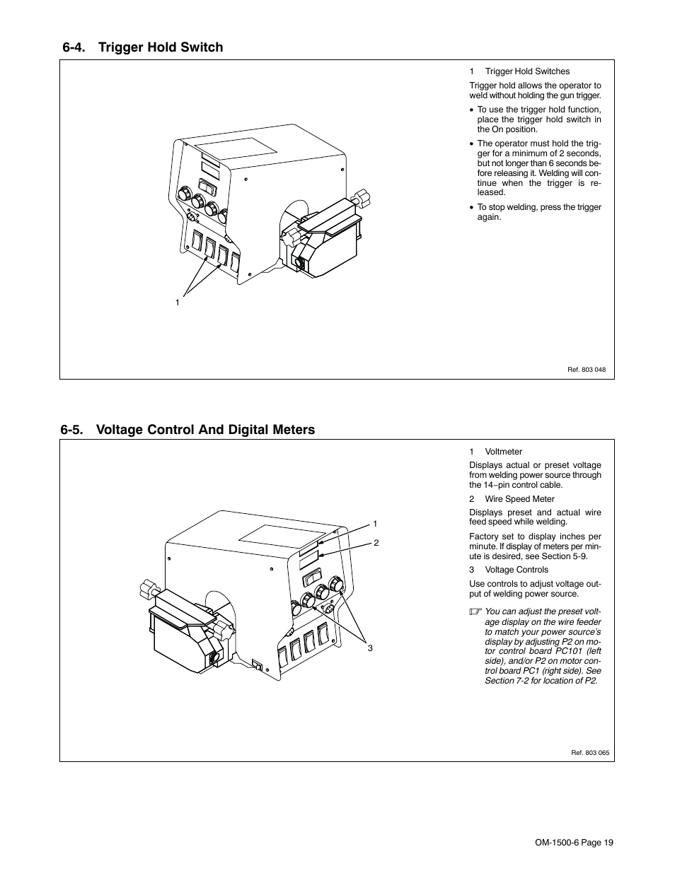 4. trigger hold switch, 5. voltage control and digital meters | Miller Electric D-74D User Manual | Page 23 / 40