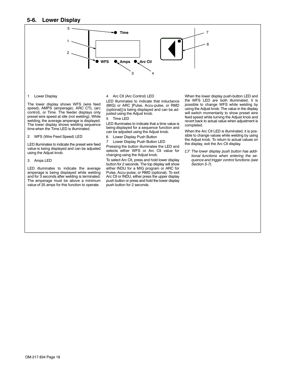 6. lower display | Miller Electric Remote Operator Interface User Manual | Page 22 / 40