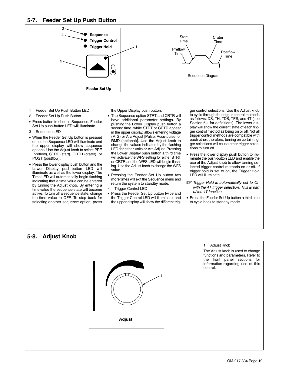 7. feeder set up push button, 8. adjust knob | Miller Electric Remote Operator Interface User Manual | Page 23 / 40