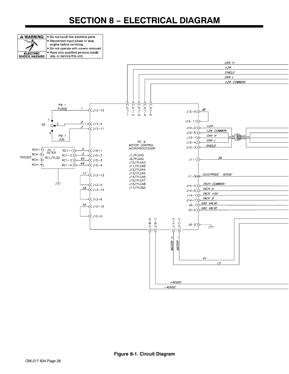 Section 8 − electrical diagram | Miller Electric Remote Operator Interface User Manual | Page 32 / 40