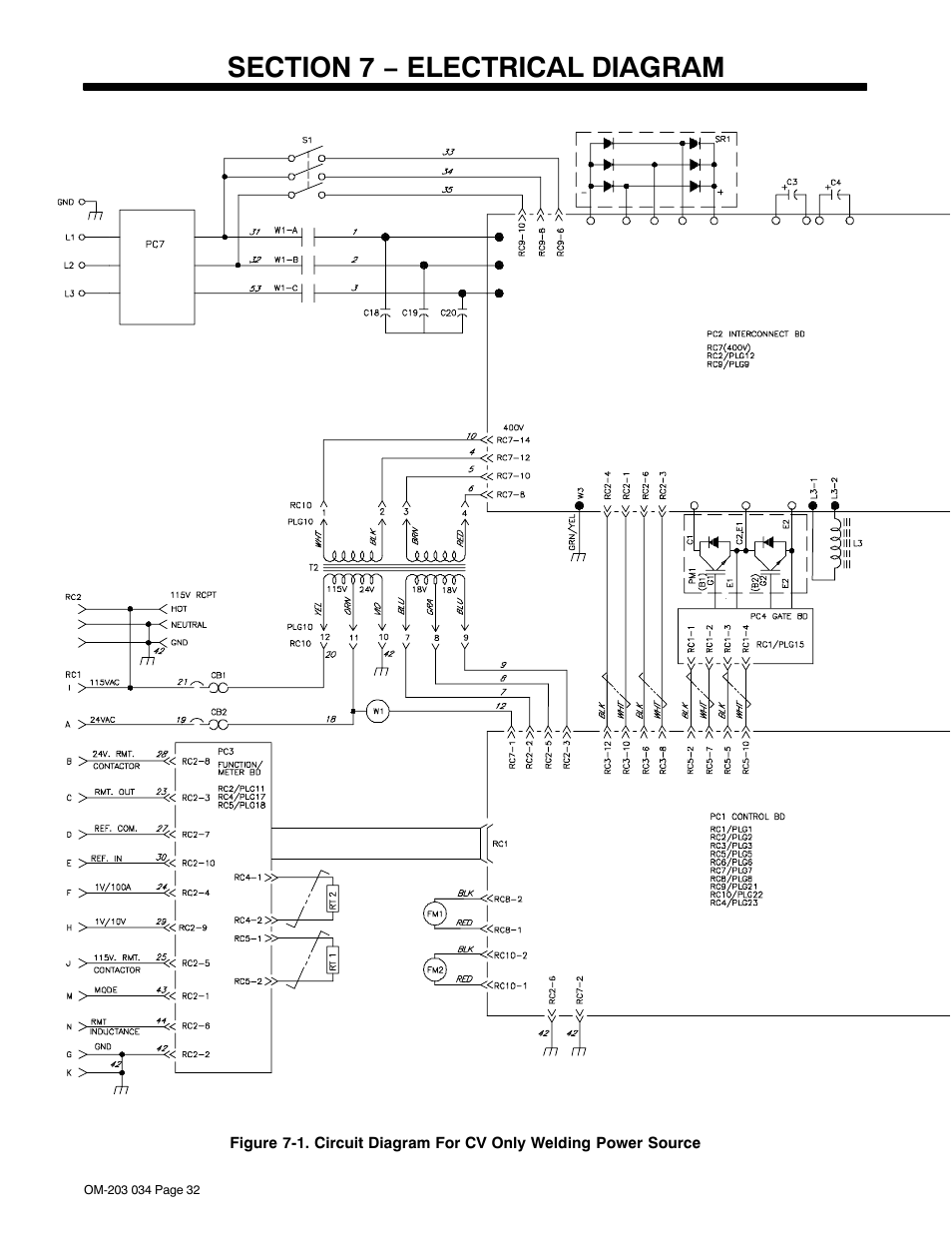 Section 7 − electrical diagram | Miller Electric XMT 456 CC User Manual | Page 36 / 44