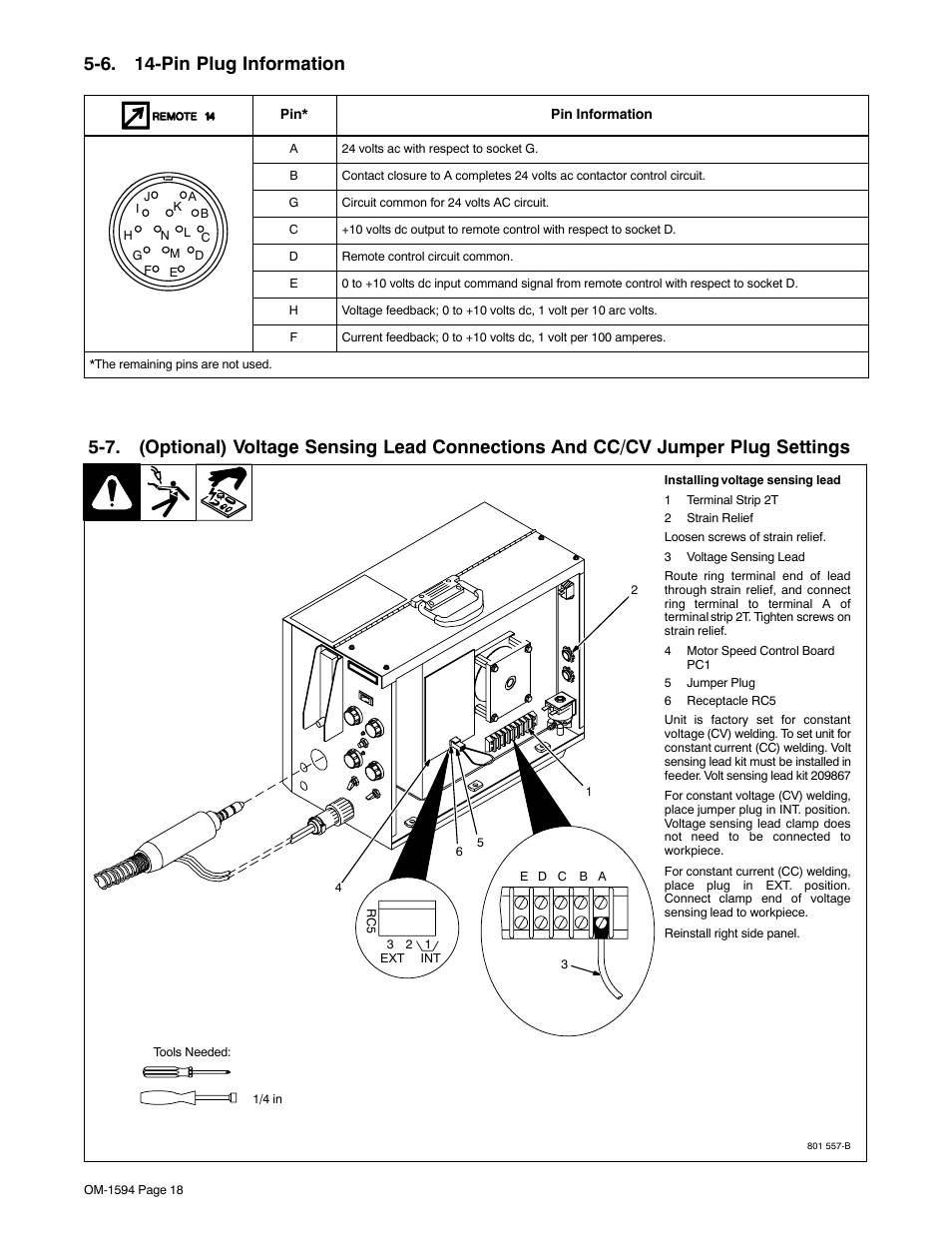 6. 14-pin plug information | Miller Electric XR Control User Manual | Page 24 / 72