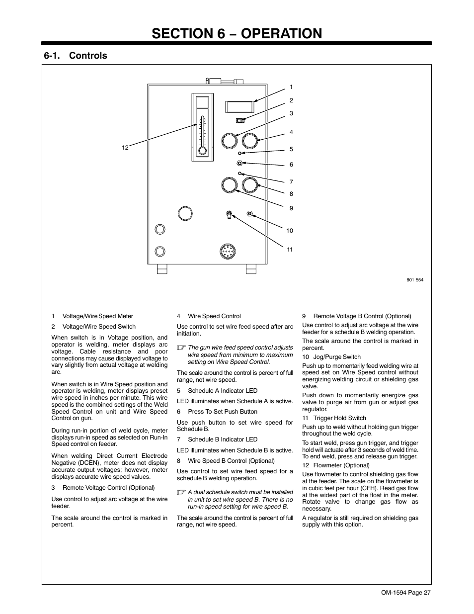 Section 6 − operation, 1. controls | Miller Electric XR Control User Manual | Page 33 / 72