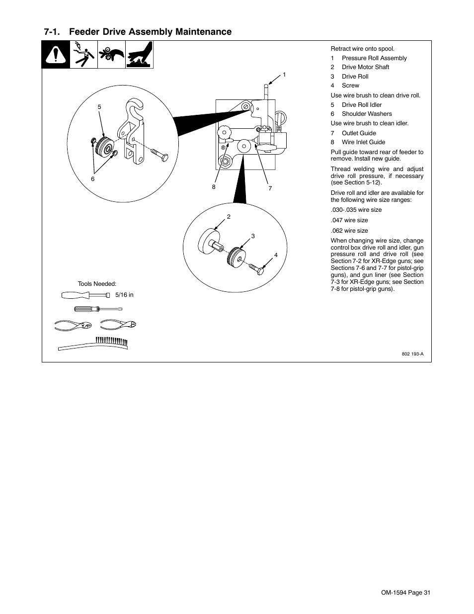 1. feeder drive assembly maintenance | Miller Electric XR Control User Manual | Page 37 / 72