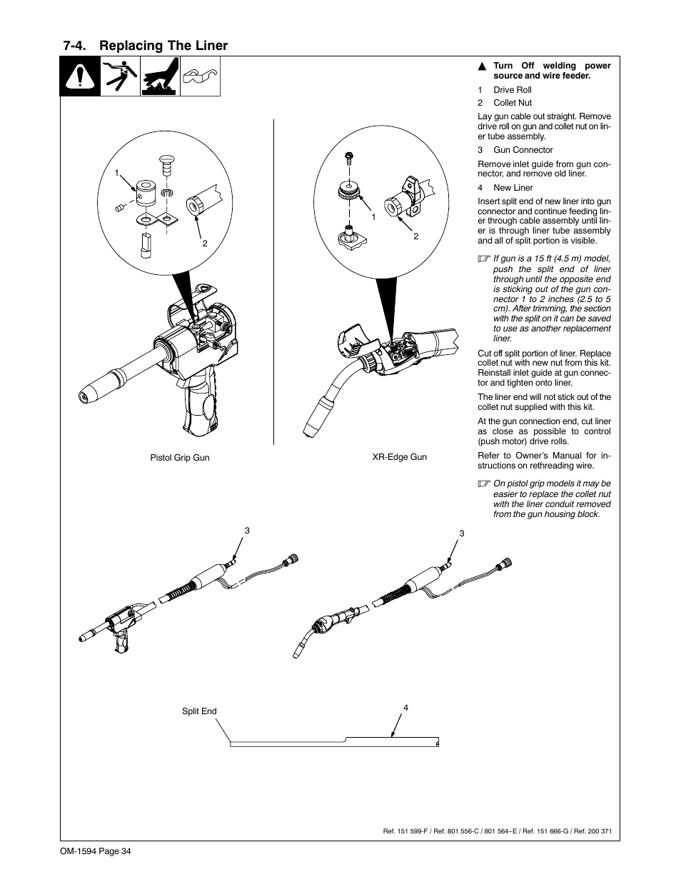 4. replacing the liner | Miller Electric XR Control User Manual | Page 40 / 72