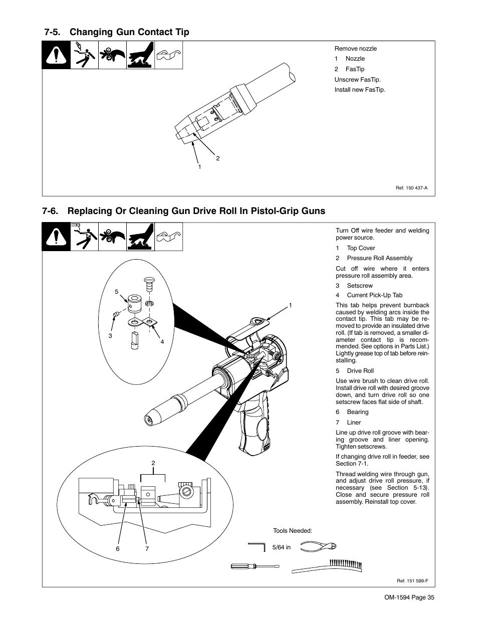 5. changing gun contact tip | Miller Electric XR Control User Manual | Page 41 / 72