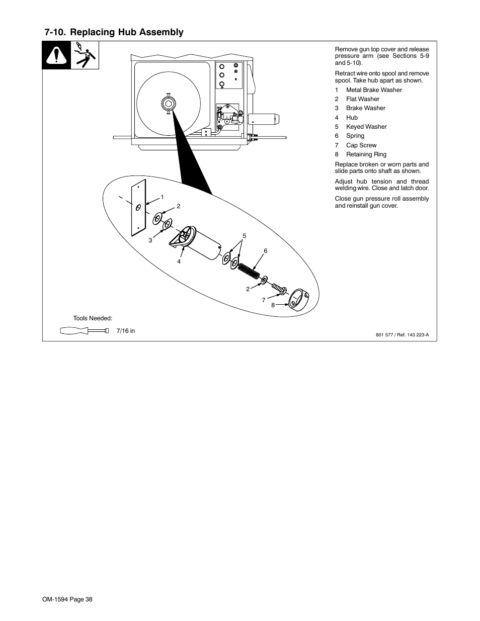 10. replacing hub assembly | Miller Electric XR Control User Manual | Page 44 / 72