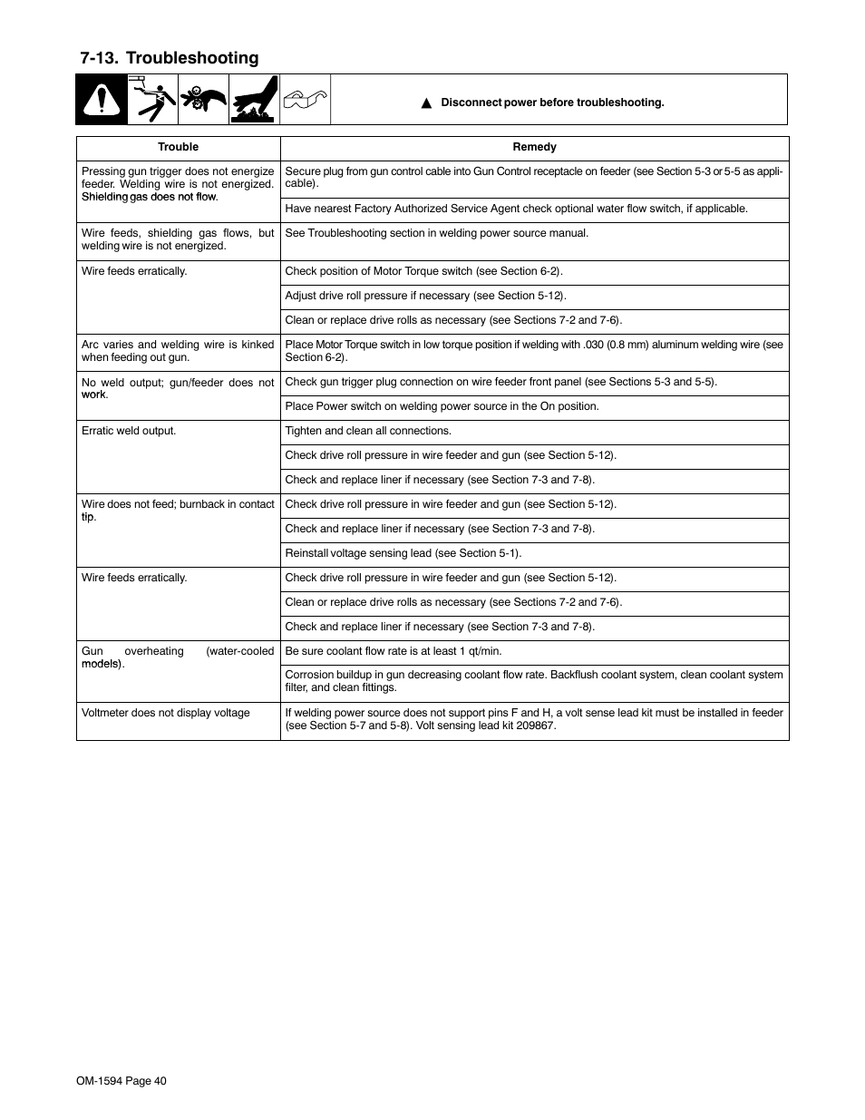 13. troubleshooting | Miller Electric XR Control User Manual | Page 46 / 72