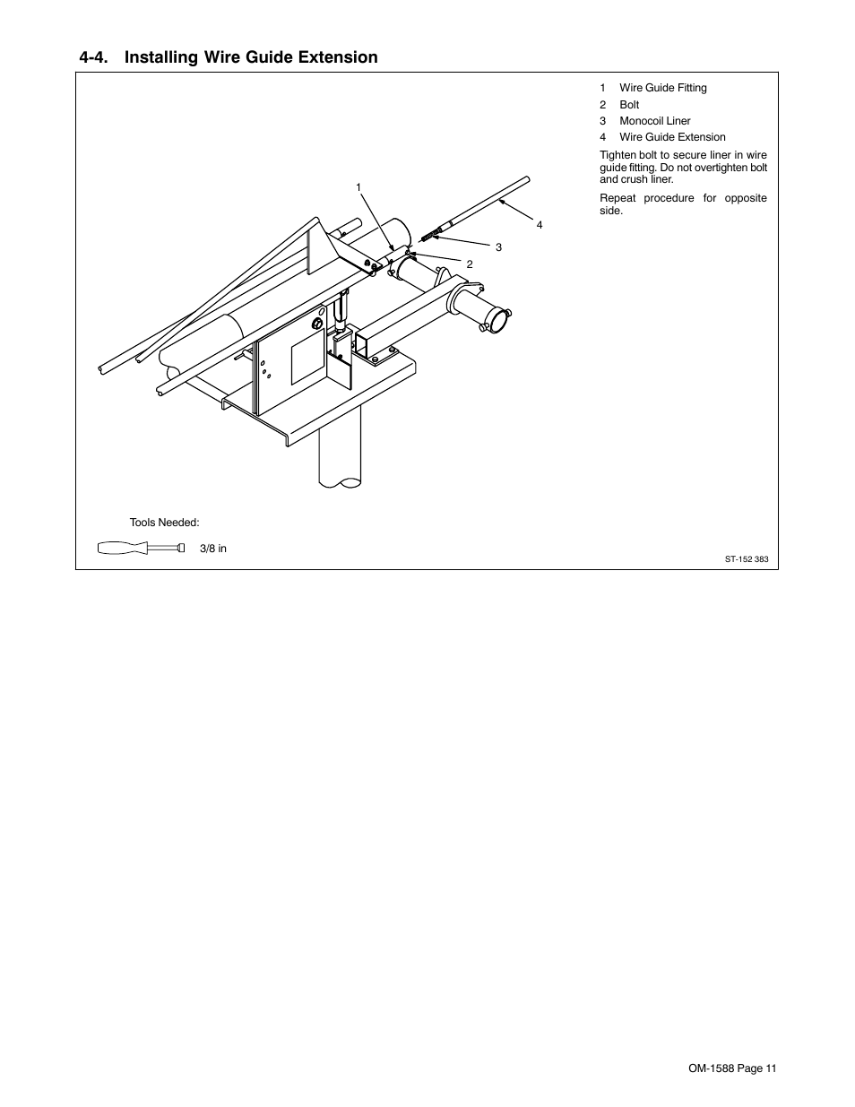4. installing wire guide extension | Miller Electric DS-64M Swingarc User Manual | Page 15 / 60