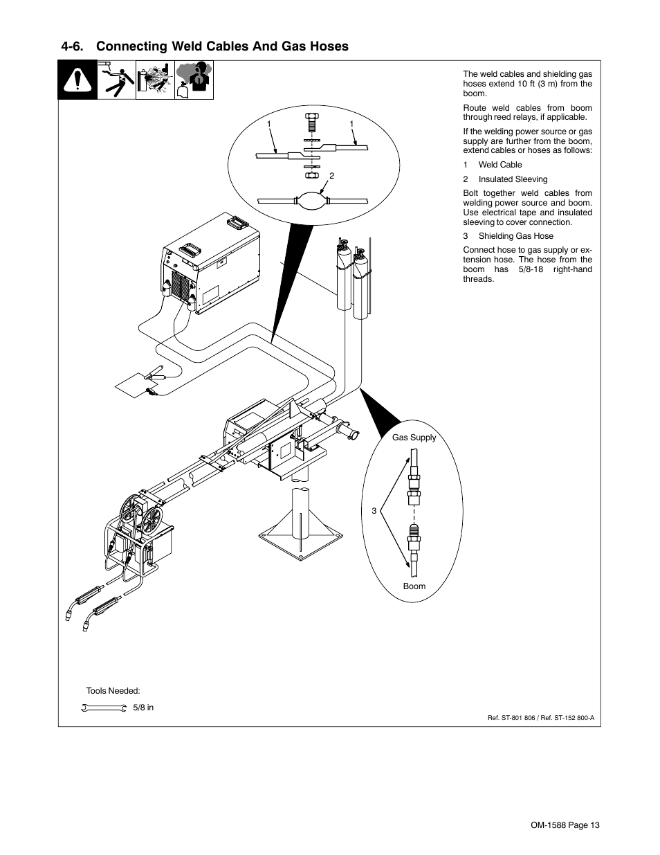 6. connecting weld cables and gas hoses | Miller Electric DS-64M Swingarc User Manual | Page 17 / 60