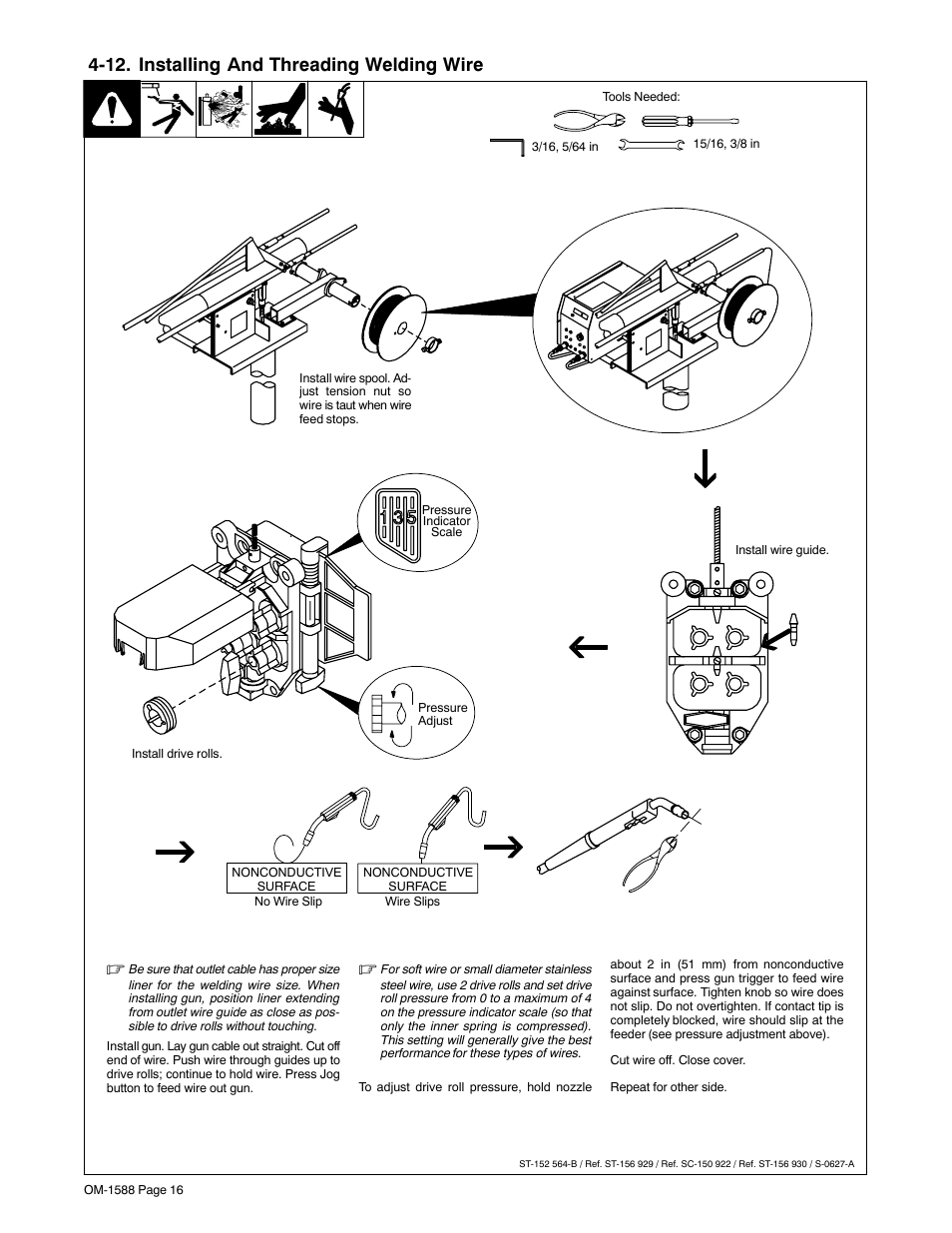 12. installing and threading welding wire | Miller Electric DS-64M Swingarc User Manual | Page 20 / 60