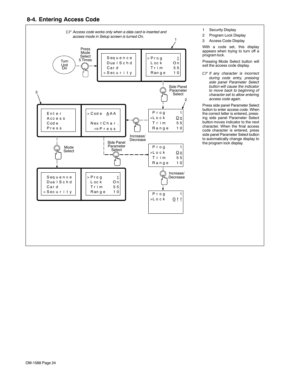 4. entering access code | Miller Electric DS-64M Swingarc User Manual | Page 28 / 60