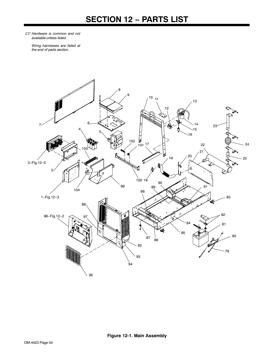 Section 12 − parts list | Miller Electric Big Blue 400 KX User Manual | Page 60 / 72