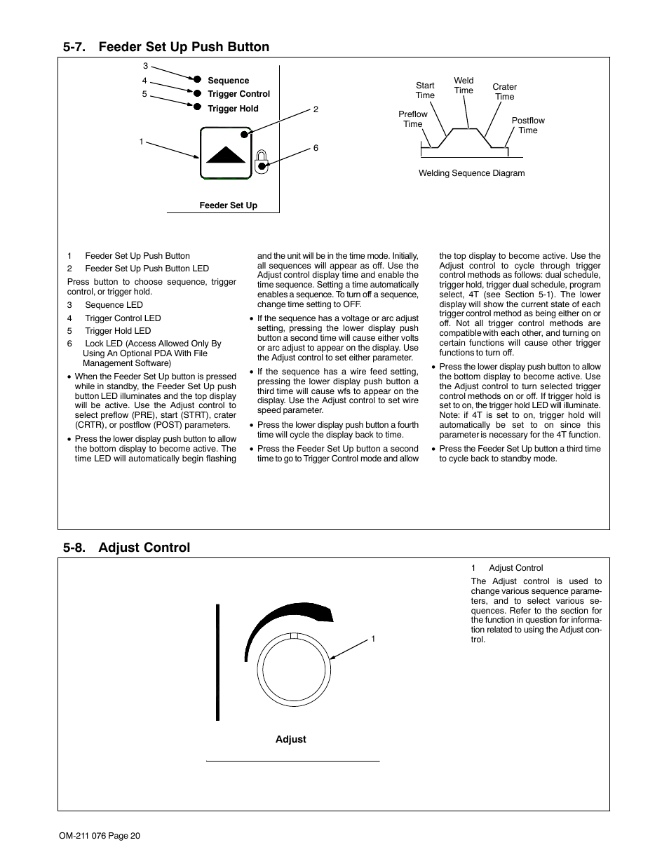 7. feeder set up push button, 8. adjust control | Miller Electric Axcess User Manual | Page 24 / 44