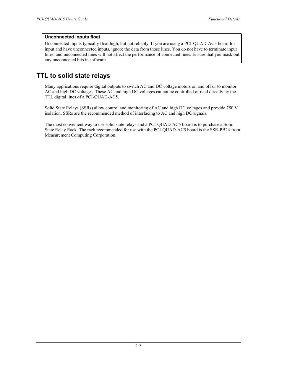 Ttl to solid state relays, Ttl to solid state relays -3 | Measurement Specialties PCI-QUAD-AC5 User Manual | Page 19 / 24