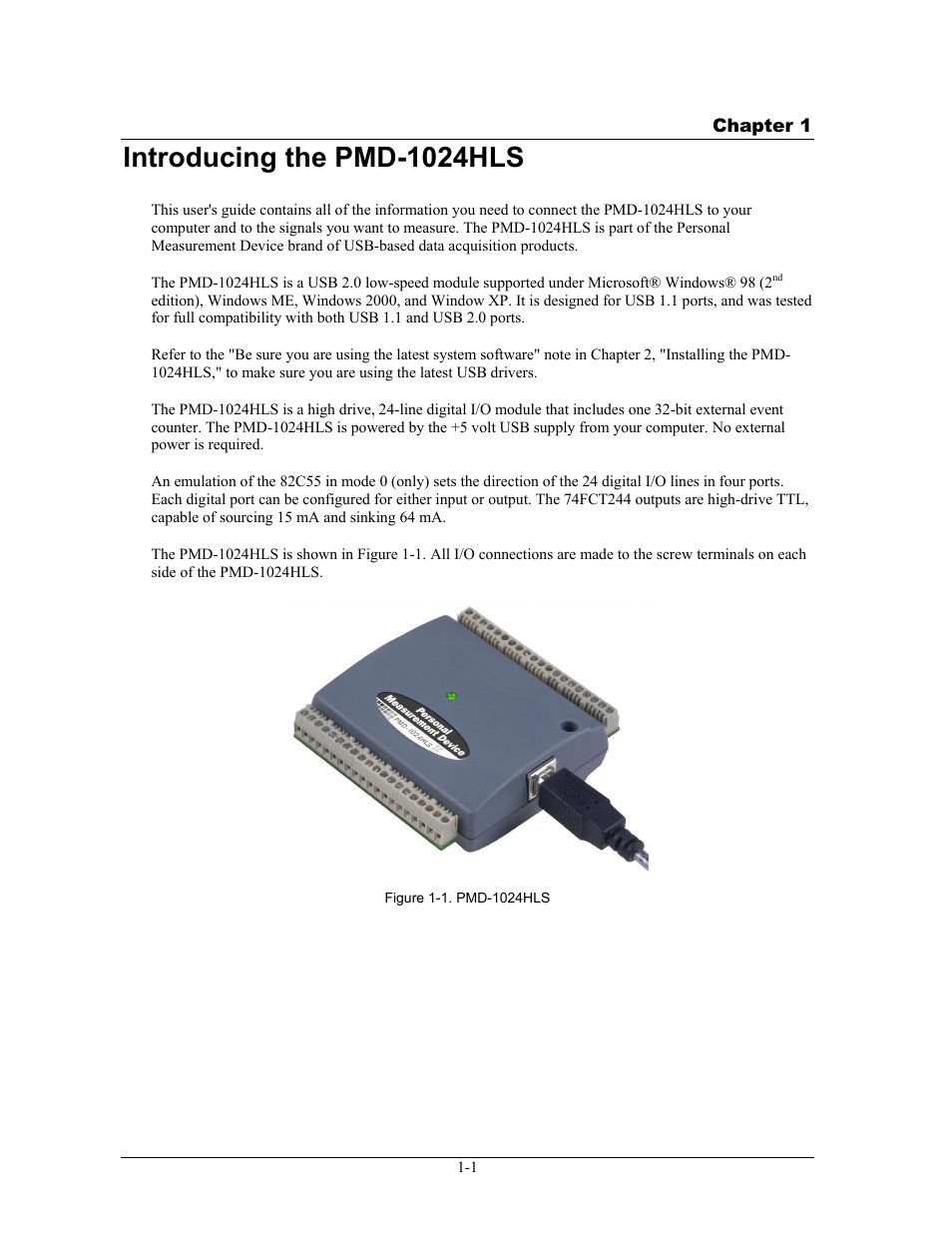 Introducing the pmd-1024hls, Introducing the pmd-1024hls -1 | Measurement Specialties PMD-1024HLS User Manual | Page 7 / 23