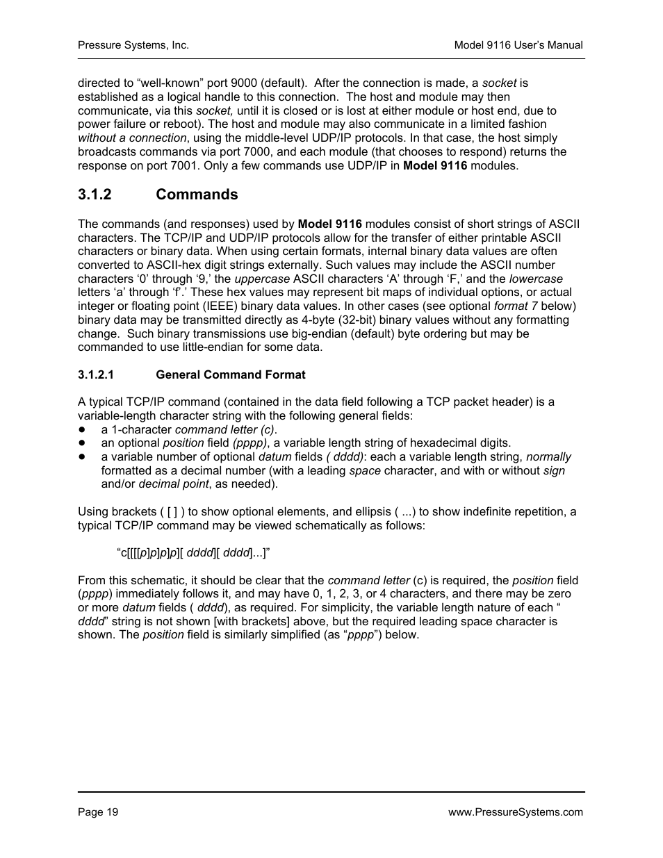 2 commands | Measurement Specialties 9116 User Manual | Page 28 / 143