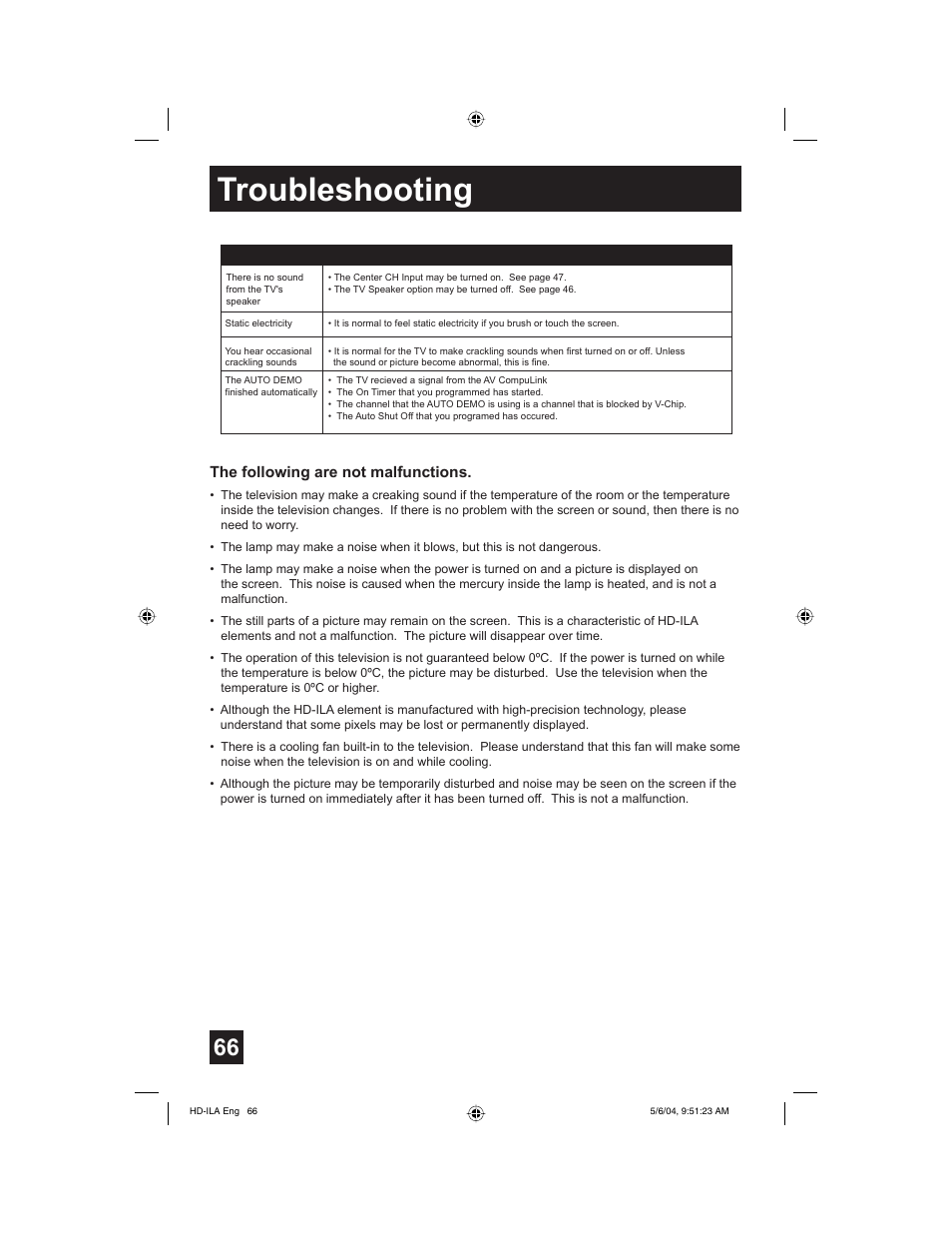 Troubleshooting | Mintek HD-61Z575 User Manual | Page 66 / 80