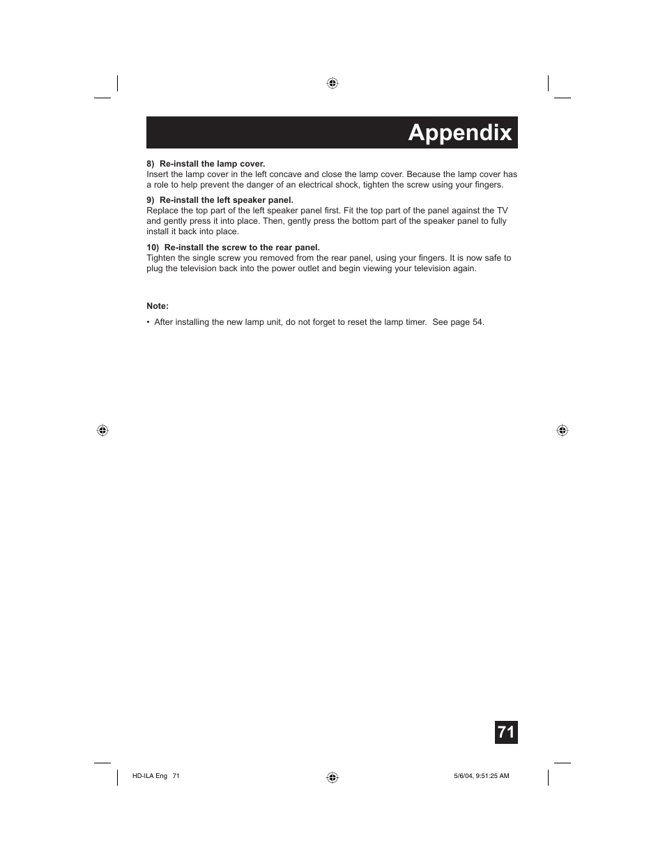 Appendix | Mintek HD-61Z575 User Manual | Page 71 / 80