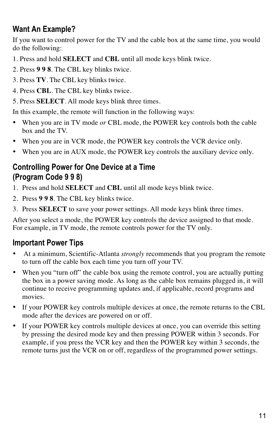 Want an example, Important power tips | Mintek AT8400 User Manual | Page 11 / 20