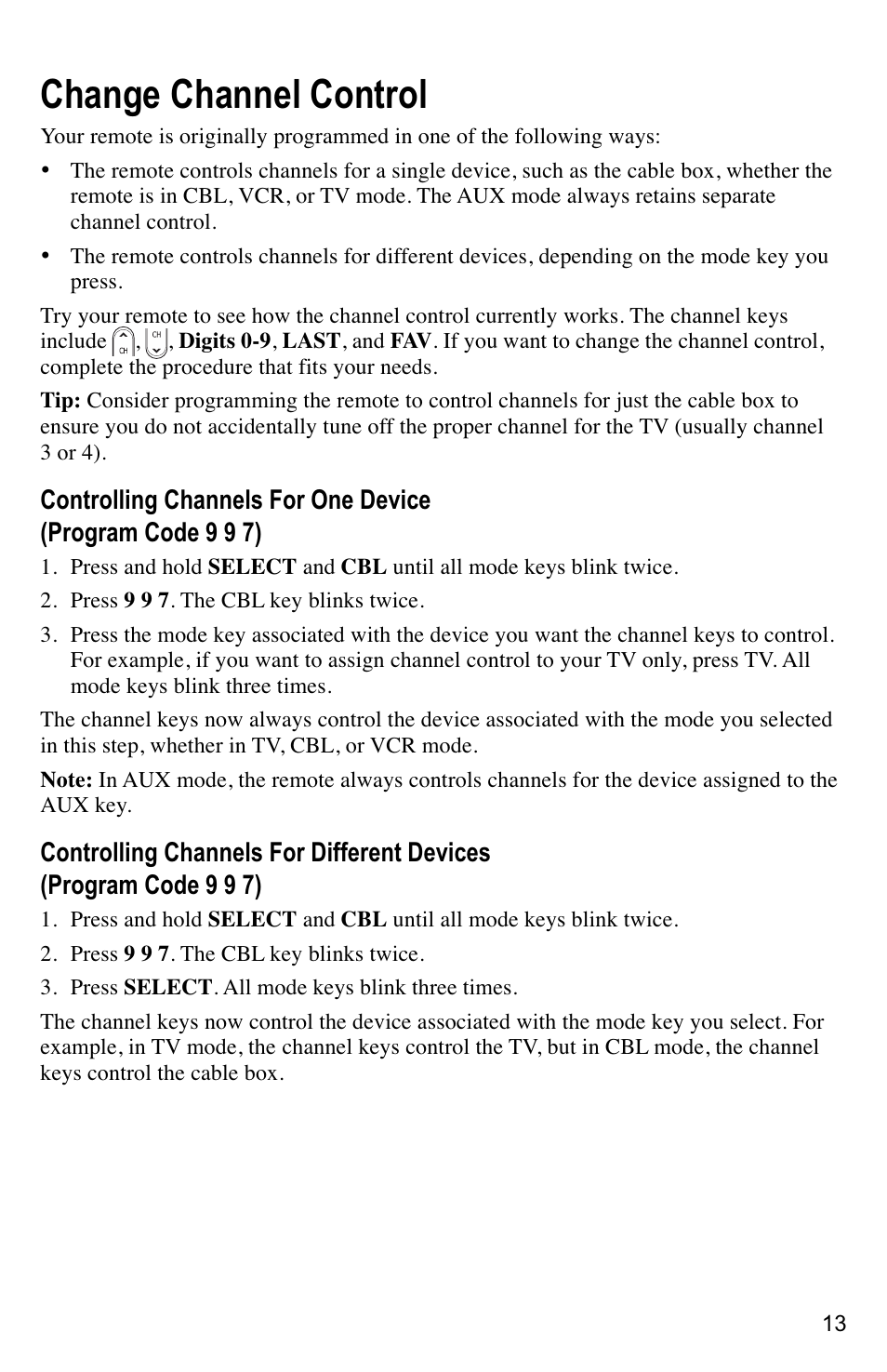 Change channel control | Mintek AT8400 User Manual | Page 13 / 20