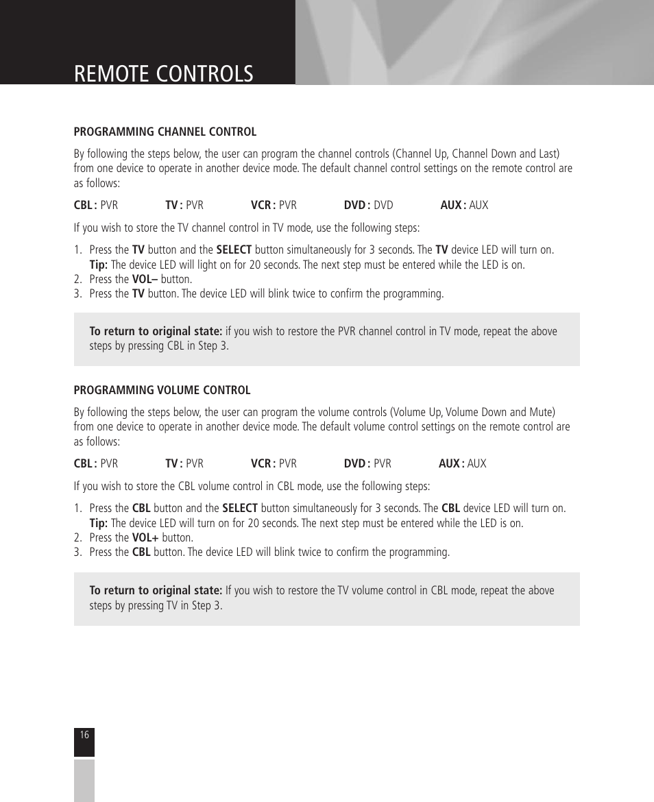 Remote controls | Mintek High Definition Personal Video Recorder User Manual | Page 16 / 72