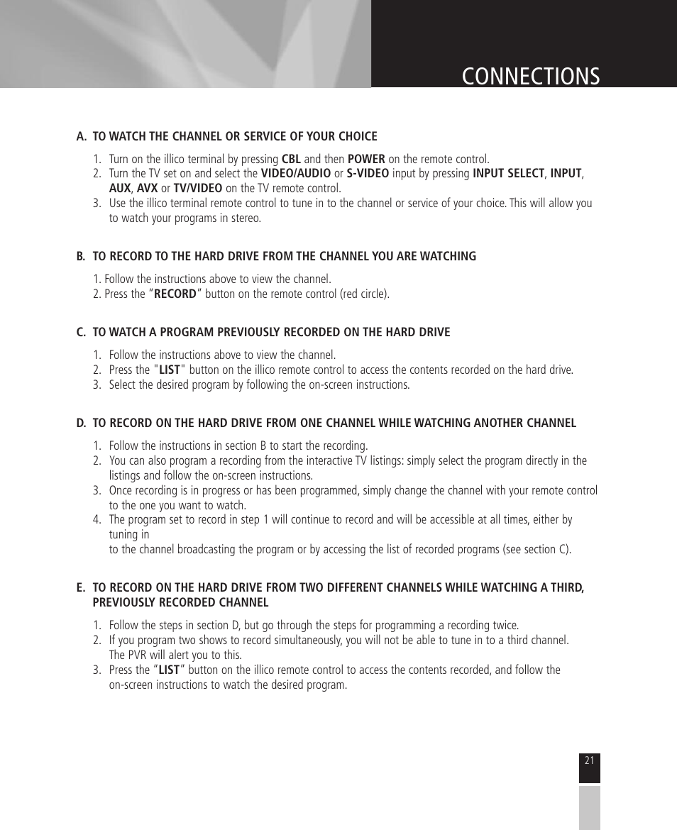 Connections | Mintek High Definition Personal Video Recorder User Manual | Page 21 / 72