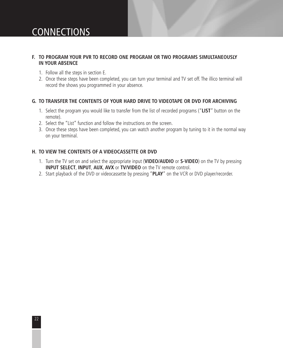 Connections | Mintek High Definition Personal Video Recorder User Manual | Page 22 / 72