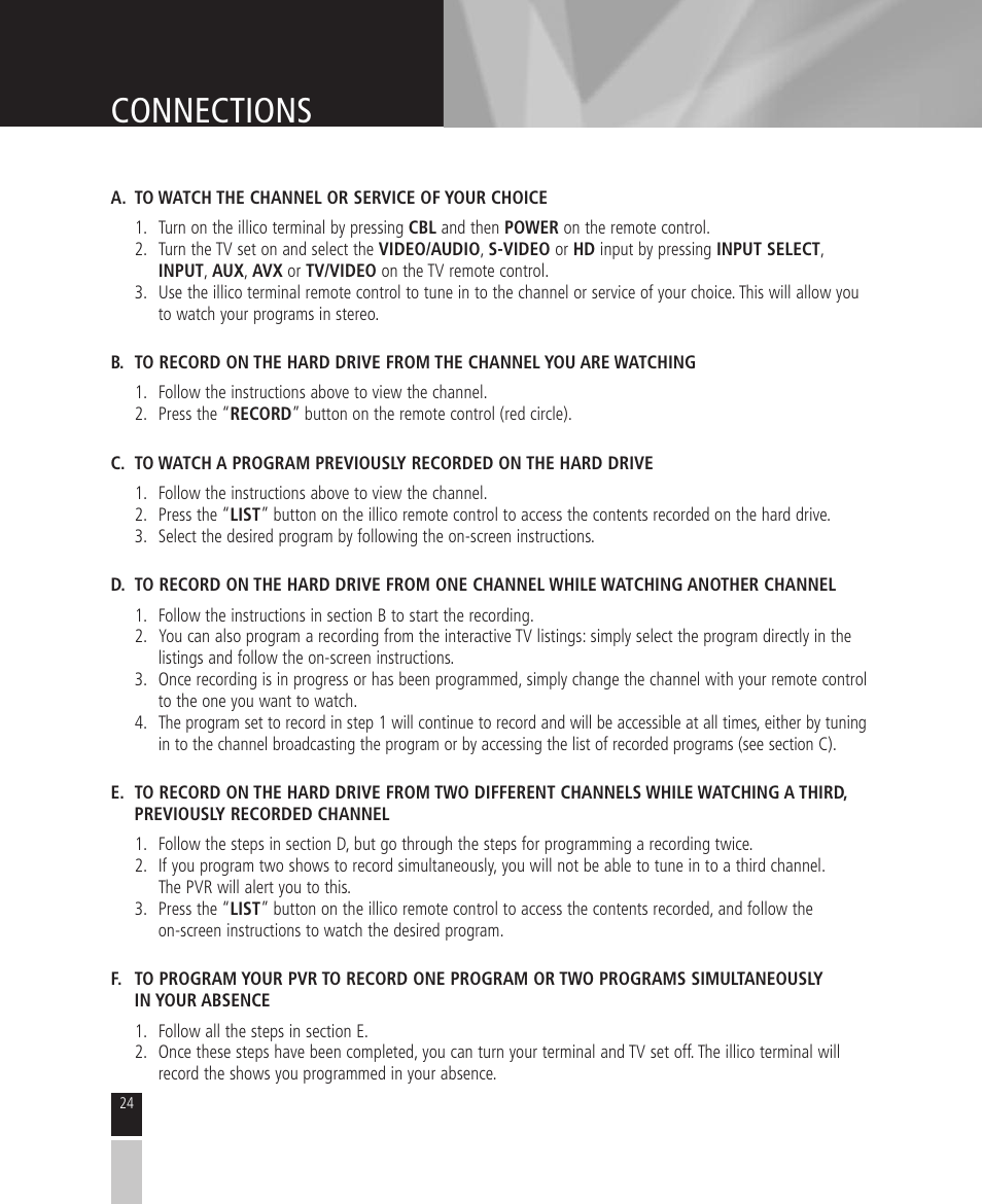Connections | Mintek High Definition Personal Video Recorder User Manual | Page 24 / 72