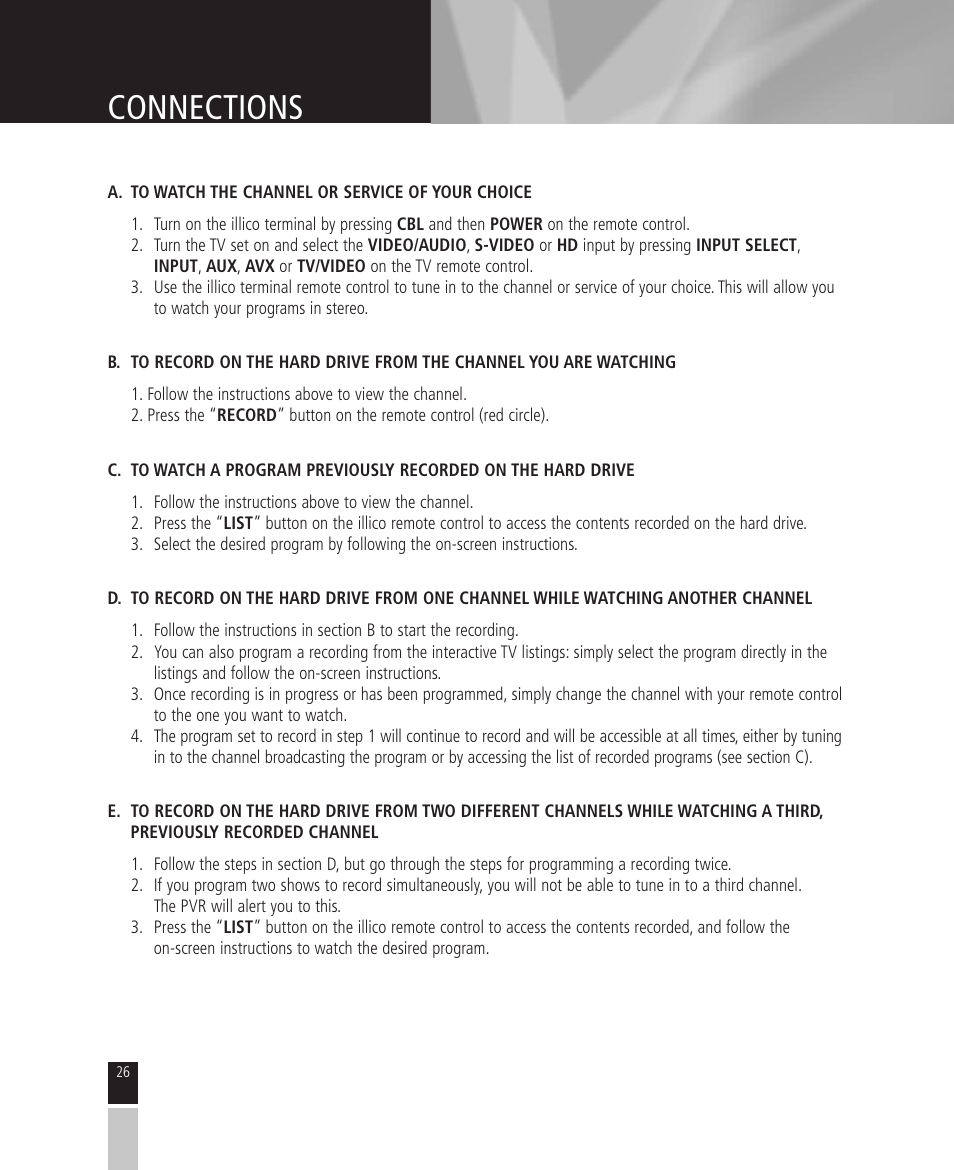Connections | Mintek High Definition Personal Video Recorder User Manual | Page 26 / 72