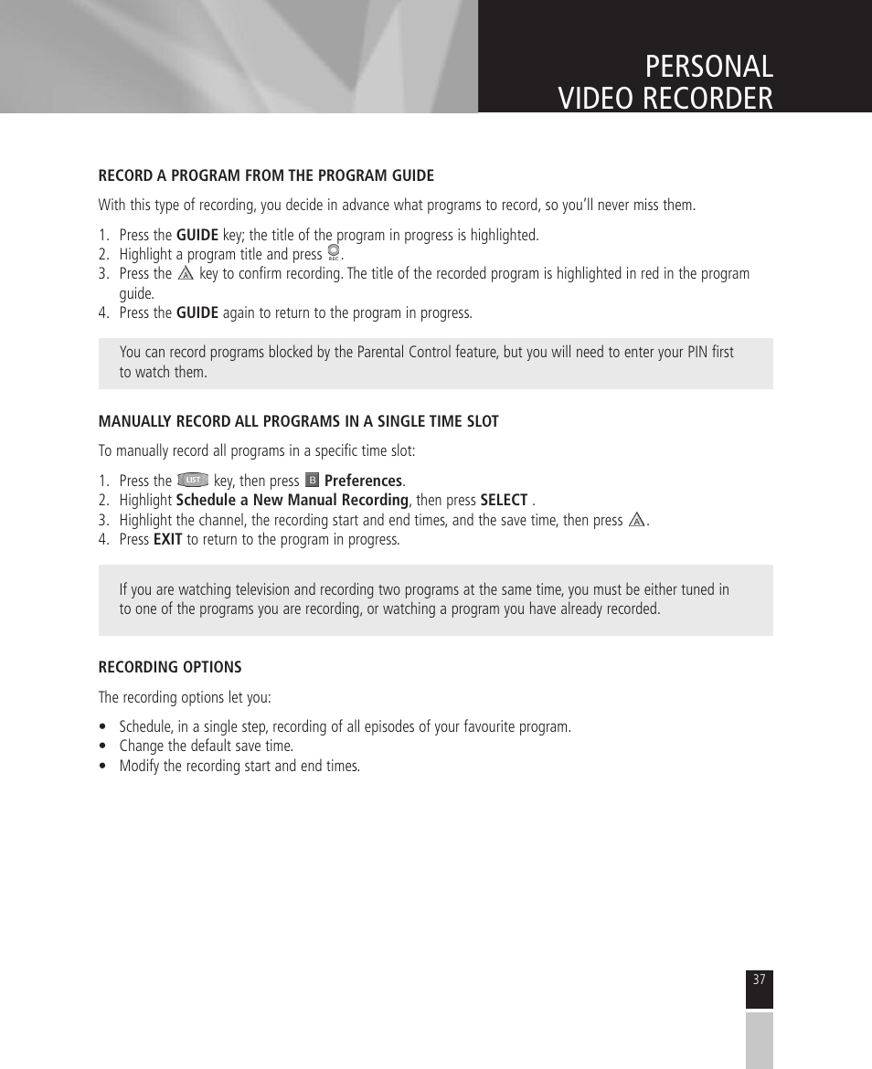 Personal video recorder | Mintek High Definition Personal Video Recorder User Manual | Page 37 / 72