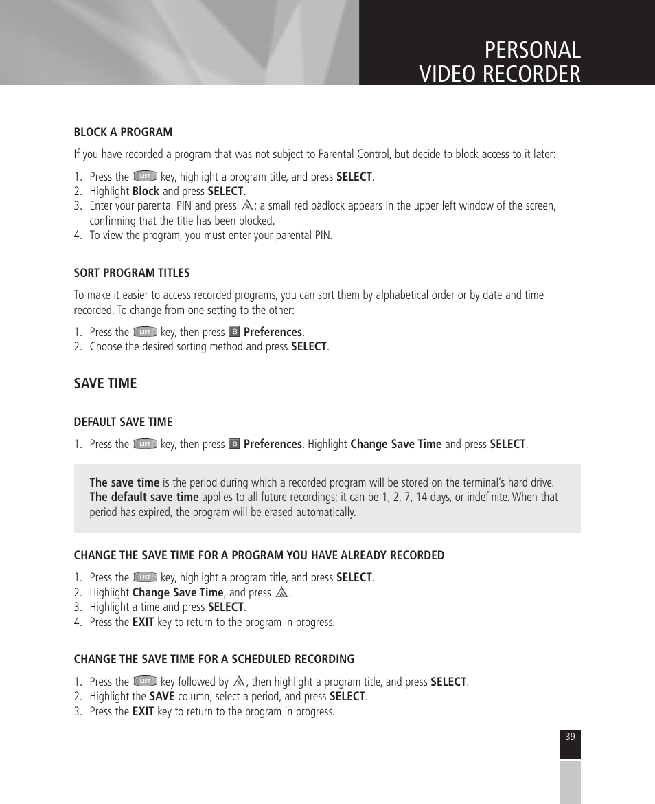 Personal video recorder | Mintek High Definition Personal Video Recorder User Manual | Page 39 / 72