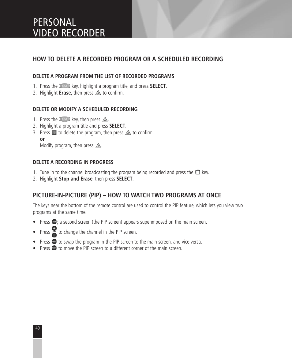 Personal video recorder | Mintek High Definition Personal Video Recorder User Manual | Page 40 / 72