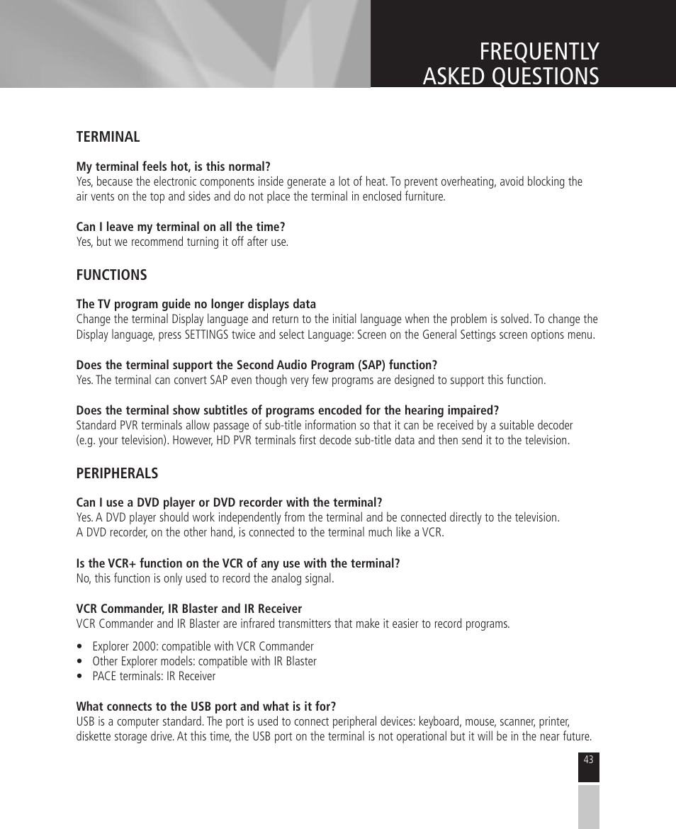 Frequently asked questions | Mintek High Definition Personal Video Recorder User Manual | Page 43 / 72