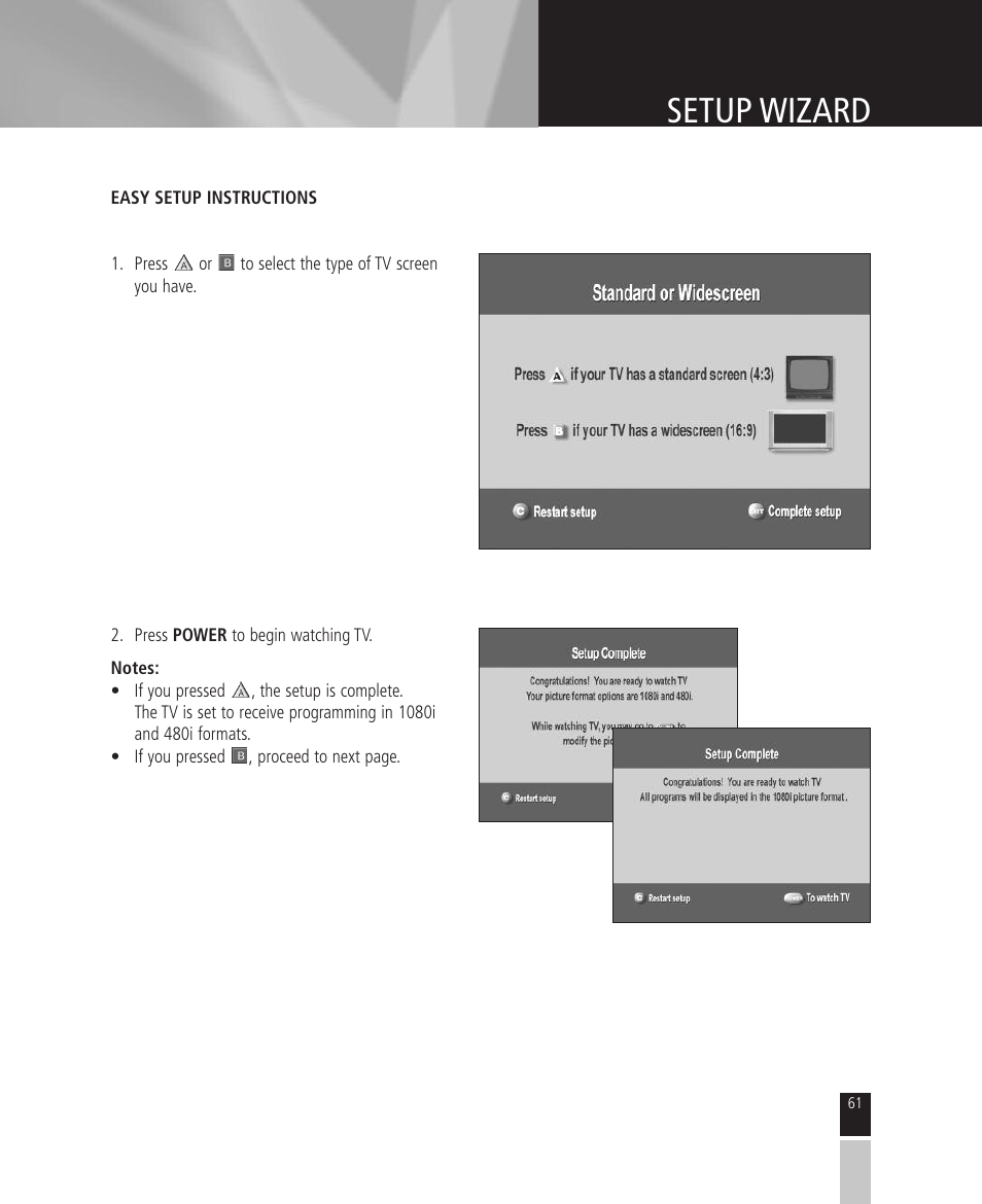 Setup wizard | Mintek High Definition Personal Video Recorder User Manual | Page 61 / 72