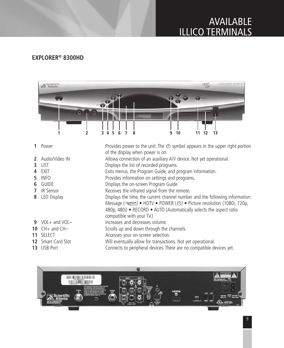 Available illico terminals | Mintek High Definition Personal Video Recorder User Manual | Page 9 / 72
