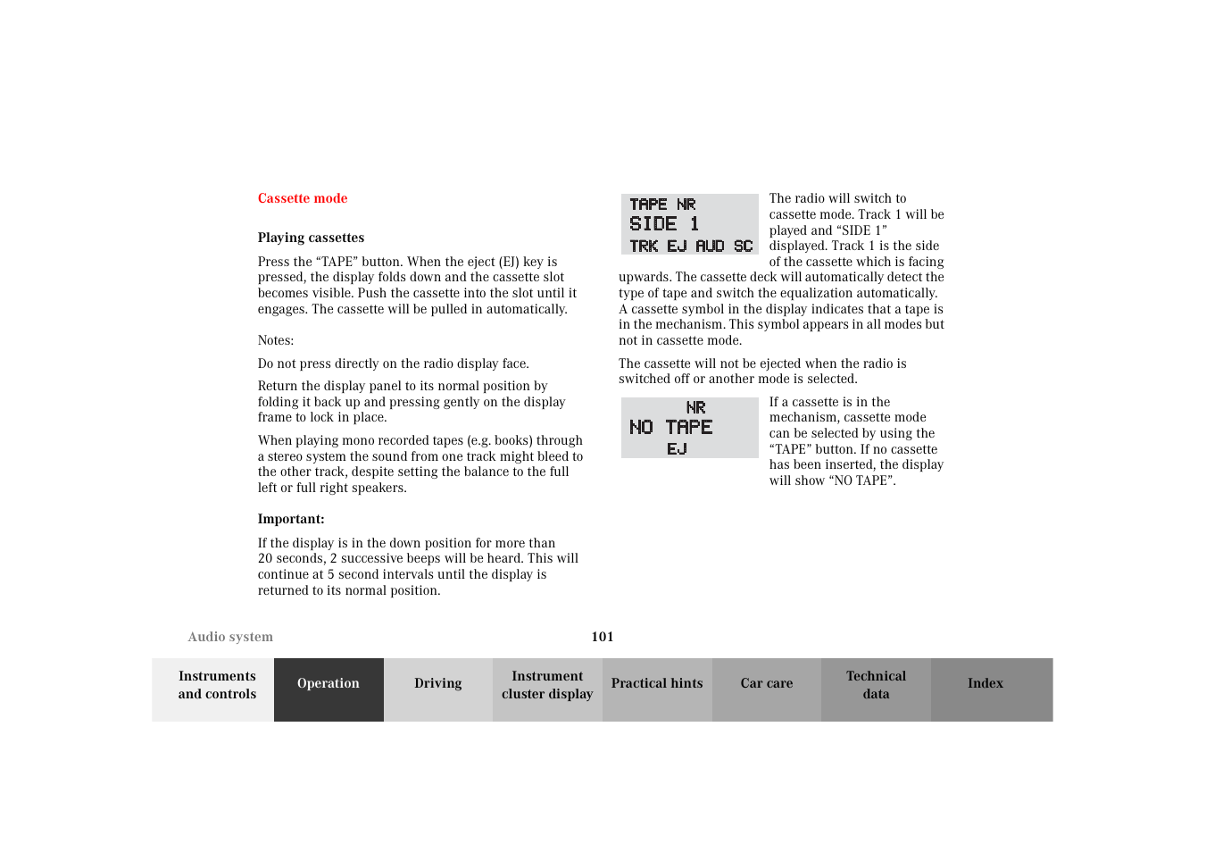 Mercedes-Benz 2002 SLK 320 User Manual | Page 104 / 290