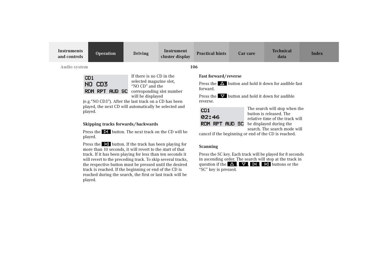 Mercedes-Benz 2002 SLK 320 User Manual | Page 109 / 290