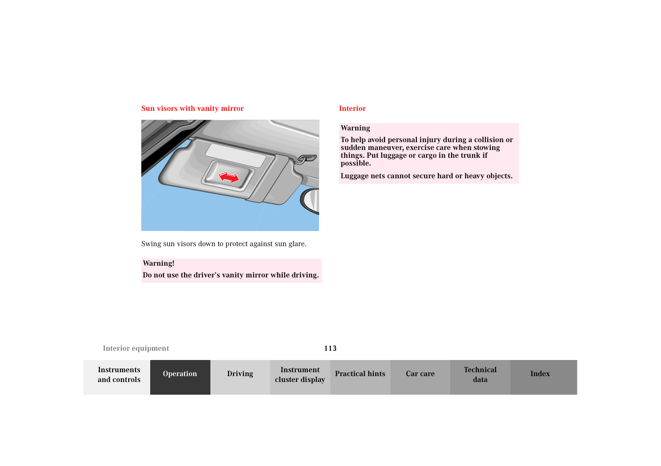 Mercedes-Benz 2002 SLK 320 User Manual | Page 116 / 290