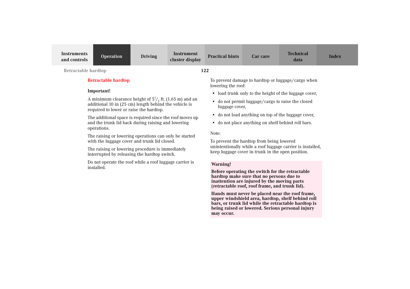 Mercedes-Benz 2002 SLK 320 User Manual | Page 125 / 290