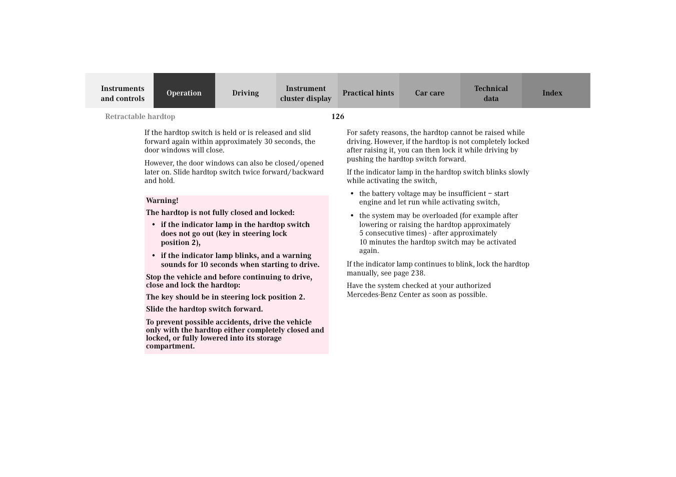 Mercedes-Benz 2002 SLK 320 User Manual | Page 129 / 290