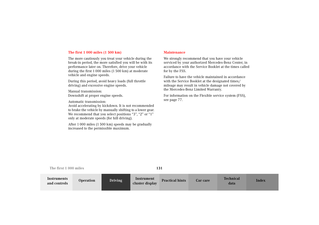 Mercedes-Benz 2002 SLK 320 User Manual | Page 134 / 290