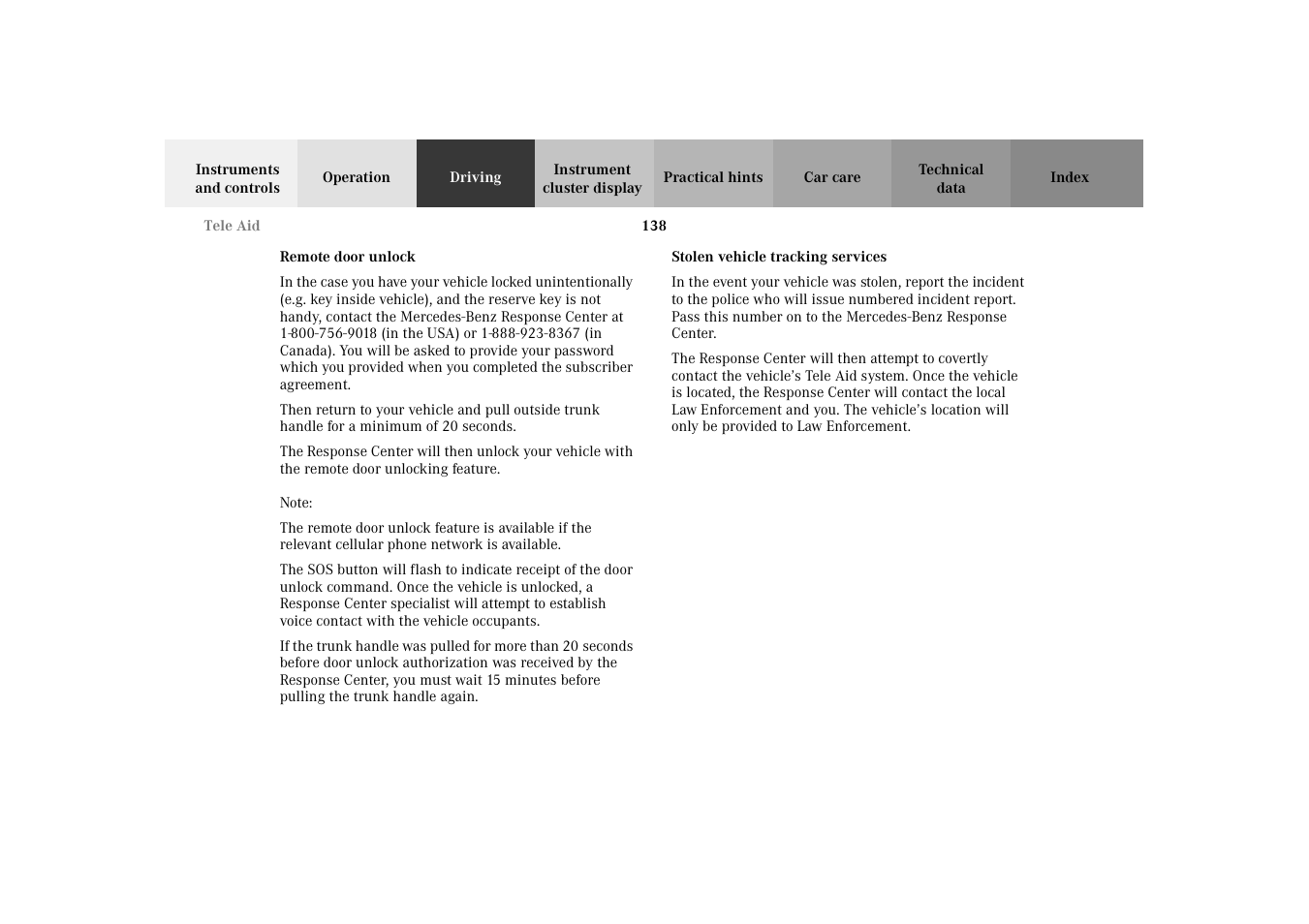 Mercedes-Benz 2002 SLK 320 User Manual | Page 141 / 290
