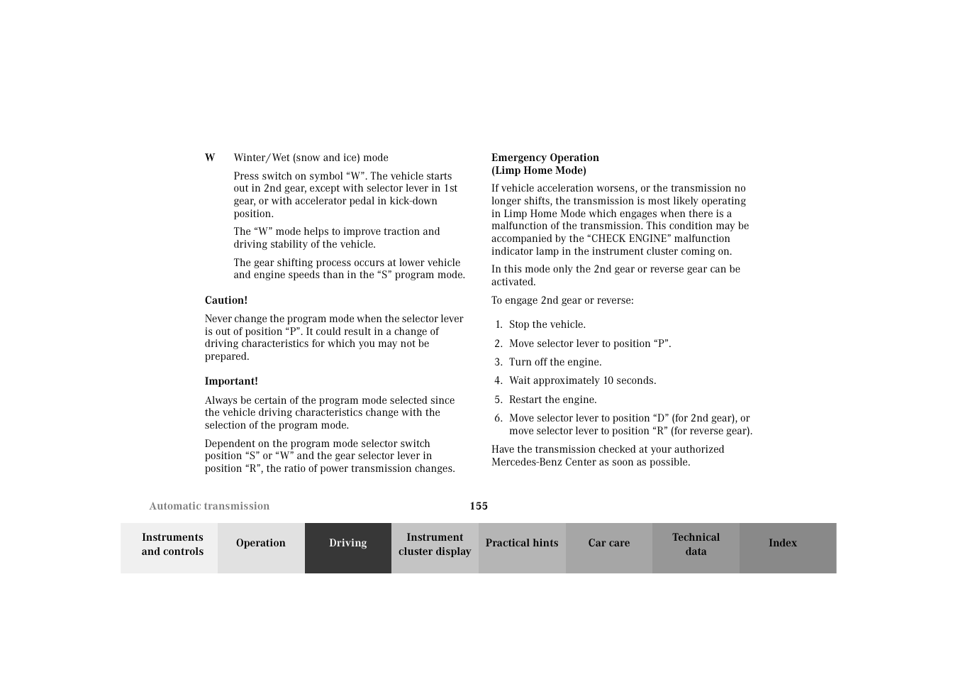 Mercedes-Benz 2002 SLK 320 User Manual | Page 158 / 290